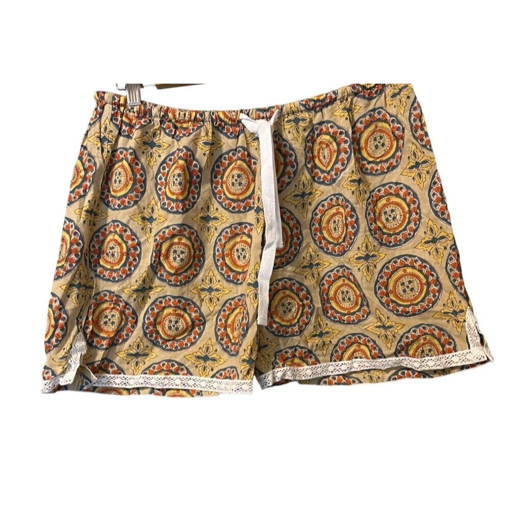 Women's Signals Exclusive Lace Trimmed Cotton Loose Paisley Sleep Shorts XL NWOT